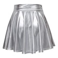 thumbnail image 3 of Jupe-short Mini pour Femmes Métallique Scintillante Brillante Évasée Plissée Ligne A Taille Haute Tenue Tendance, 3 of 5