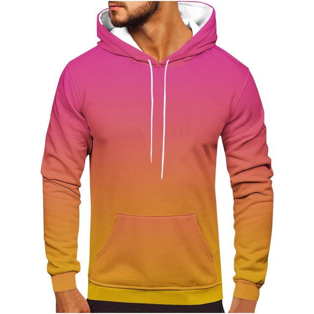 Rbaofujie Chandails à Manches Longues pour Hommes Hommes Décontracté Mode Col Rond Poches Imprimé Dégradé Chandail à Enfiler Hauts à Manches Longues Chandail à Capuche Chandails pour Hommes