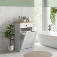 thumbnail image 2 of HOMCOM Modern Laundry Cabinet with Removable Basket and Drawer, White, 2 of 10