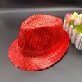 thumbnail image 2 of Eandarui Women Men Sequin Fedora Hat Disco Hat Jazz Dance Hat Hip-Hop Rapper Stage Performance Red One Size, 2 of 5