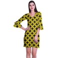 thumbnail image 1 of Moomaya Robe Courte Imprimée pour Femmes, Manches Évasées, Coupe Droite, Robes pour Femmes, Vêtements d'Été Décontractés, 1 of 6