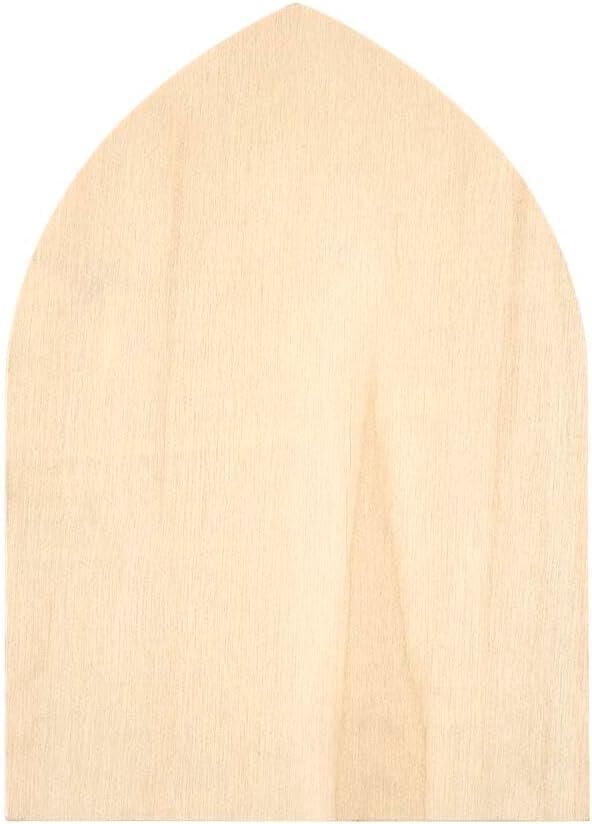 Plaque en bois brut à motif écossais, forme arche gothique, 12,7 cm x 17,8 cm