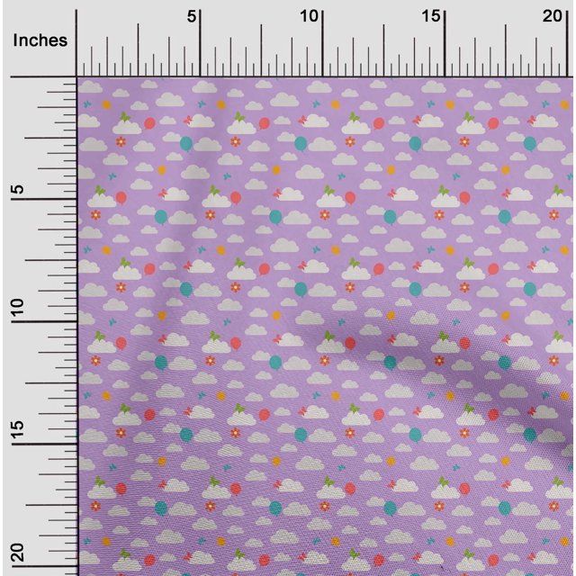 oneOone Cotton Silk Fabric Insect|Balloon & Clouds Nature Print Sewing Fabric BTY 42 Inch Wide