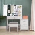 thumbnail image 4 of Ktaxon Lighted Makeup Vanity Table Set, Dressing Table with Sliding Mirror, Vanity Desk , White, 4 of 11