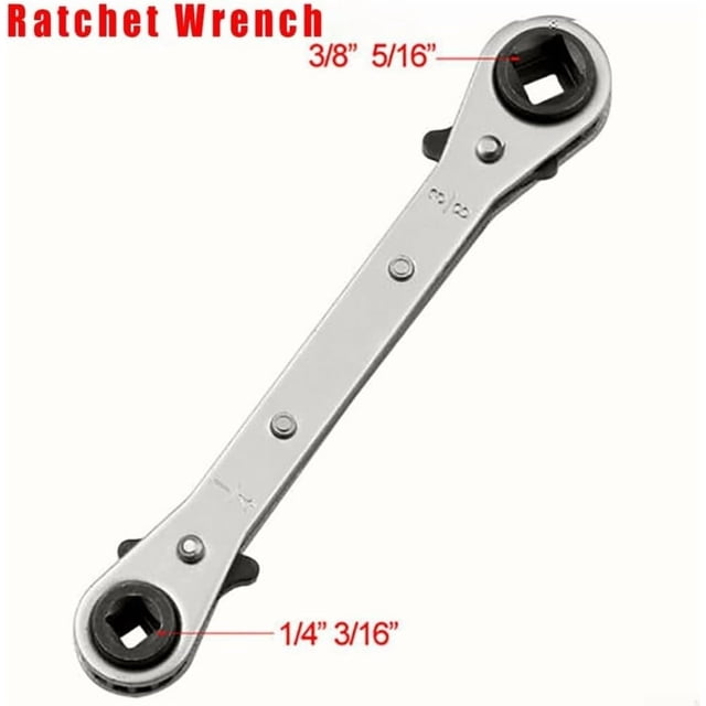 5 Packs Reversible Ratchet Wrench Tool for AC Refrigeration Service, 4-in-1 Multi-Size Spanner with Chrome Finish, HVAC and Compressor Maintenance, Grip Hand Tool for Automotive Repair and DIY