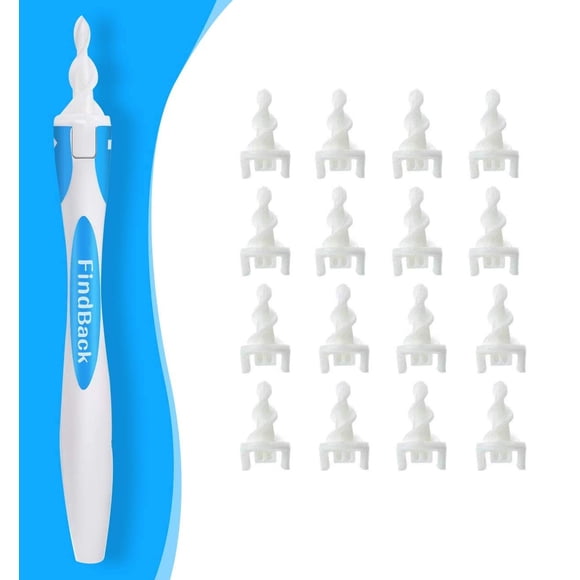 Ear Cleaner, Earwax Remover, Ear Wax Removal Tool, Spiral Silicone Intelligent Earwax Remover, with 16 Replacement Heads, Earwax Remover for Kids Teens and Adults