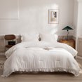 thumbnail image 1 of Move Over White Ruffle Pillow Shams King Ruffled Pattern White Boho Pillowcases 100% Washed Microfiber, 1 of 7