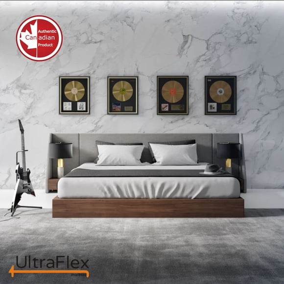 UltraFlex OASIS- Matelas Hybride Orthopédique Eurotop de 12”, Ressorts Ensachés pour le Soin de la Colonne Vertébrale, Mousse Premium Certifiée CertiPUR-US® avec Encadrement, Mousse de Confort Soulageant la Pression et Ressorts Ensachés HDcoil (Fabriqué au Canada) - Format Grand Lit