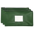 thumbnail image 1 of Unique Bargains Zipper Leatherette Money Deposit Bags with Clear Window, Green, 3 Count, 1 of 6