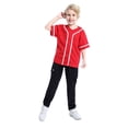 thumbnail image 3 of TOPTIE 2 Pack Kids Baseball Jersey Boy's Button Down Sport T Shirts Tops-Red White-10T, 3 of 6