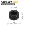thumbnail image 2 of 4Pcs Socket Pipe Plugs, M20-1.5x12mm Carbon Steel Hex Thread Pipe Caps, Black, 2 of 6