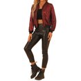 thumbnail image 2 of INSPIRE CHIC Blouson Bomber à Fermeture à Glissière Léger Métallique à Col Montant Holographique pour Femme Rouge TG, 2 of 5