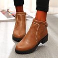 thumbnail image 2 of Chaussures Décontractées Confortables pour Femmes à Bout Rond avec Fermeture Éclair, Unies, Bottines à Talon Moyen Confortables, 2 of 9