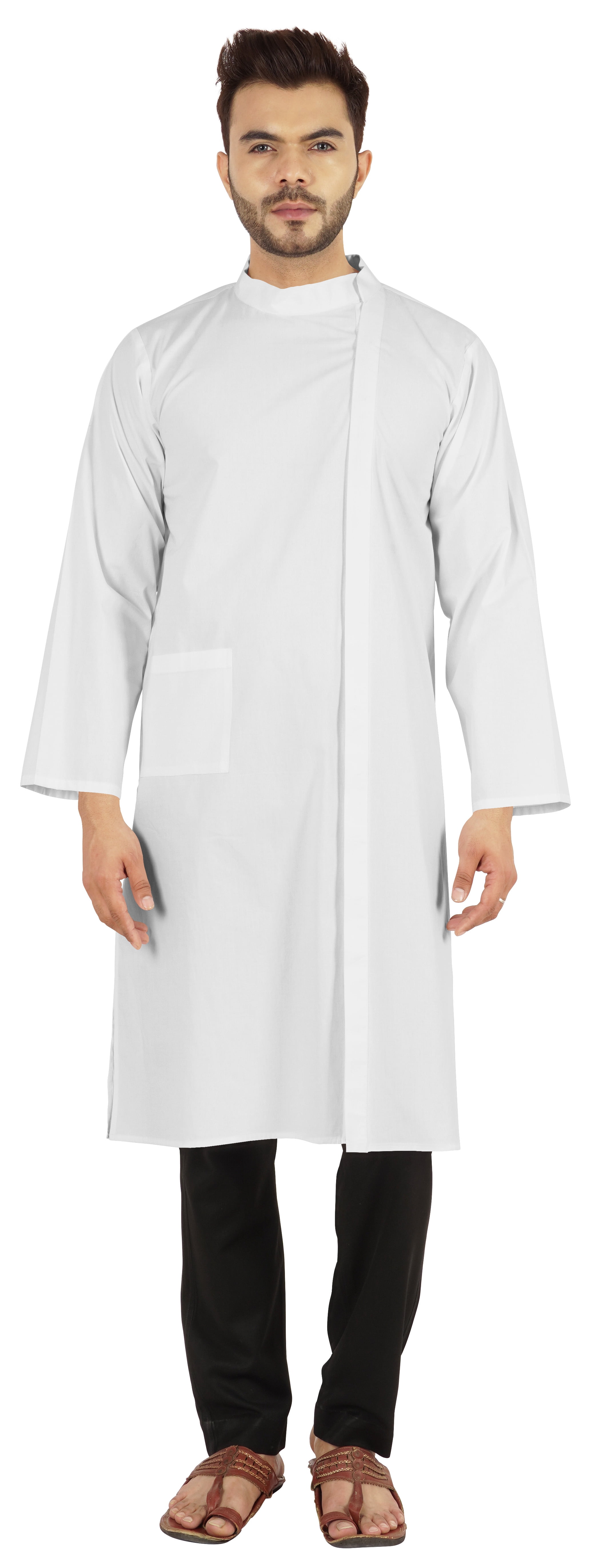Atasi Kurta de Designer Indien pour Hommes Tenue de Fête Robe Traditionnelle Chemise Longue Ethnique Unie
