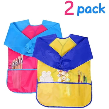 2 pieces painting apron children, painting smock craft apron 2-7 years, waterproof children's apron for painting with long sleeve three