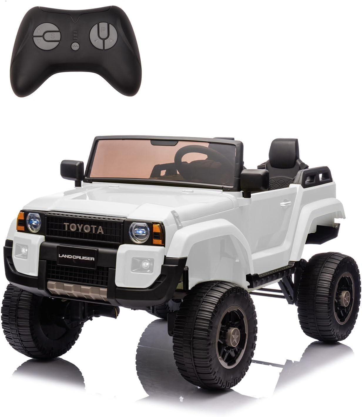 24V Ride On Toys Big - Licensed Toyota 2-Seater w/Remote Control, 4WD/2WD Switch, LED Lights, Bluetooth & Shovel - ASTM/CPSIA Certified Over 3 Years
