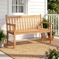 thumbnail image 1 of Gymax Teak Porch Bench 2-Person Solid Wood Garden Patio Bench w/ Backrest & Armrests, 1 of 10