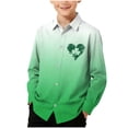 thumbnail image 1 of RXMEKW Chemise à Manches Longues Imprimée de la Saint-Patrick pour Garçons avec Col Rabattu, 95 % Coton 5 % Élasthanne, Vert, 1 of 7