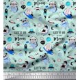 thumbnail image 1 of Soimoi Poly Georgette Fabric Planet,Rocket & Astronaut Animals Cartoon Printed Fabric 1 Yard 52 Inch Wide, 1 of 3