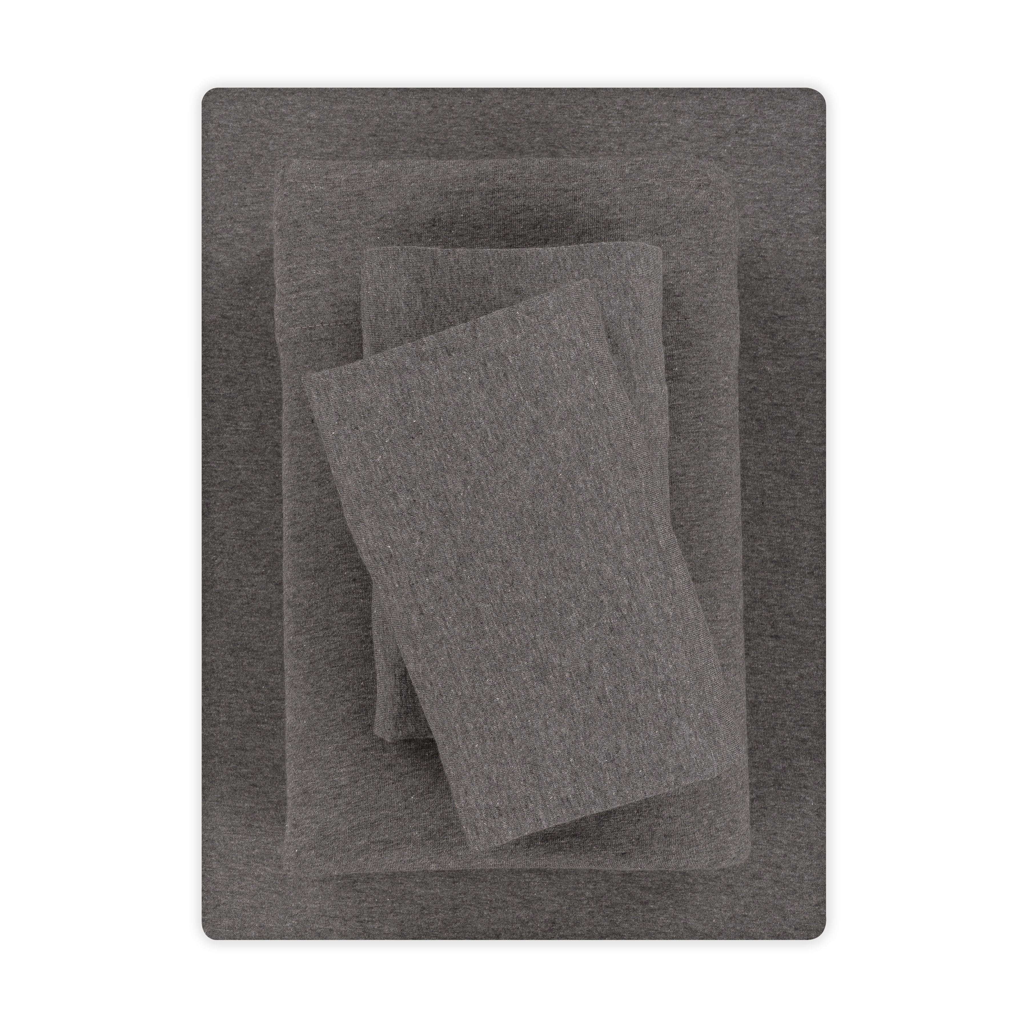 Mainstays – Parure de lit en jersey extra doux pour adulte, Queen, anthracite, 4 pièces
