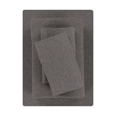 Mainstays Cotton Rich Extra Soft Jersey Bed Sheet Set, Double, Charcoal, 4 Pieces