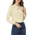 thumbnail image 1 of INSPIRE CHIC Blouse Chemise à Manches Longues de Travail pour Femme à Col Noué Boutonnée TP Beige, 1 of 7