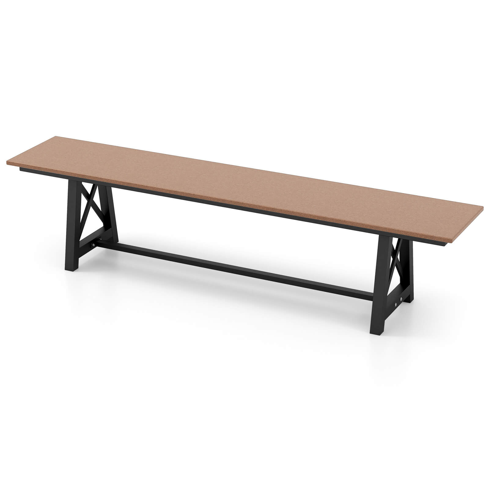 Costway 1 PCS Banc de Patio Extra Long 72 Pouces Chaise Longue Extérieure pour 4 Sièges en HDPE Résistant aux Intempéries Marron