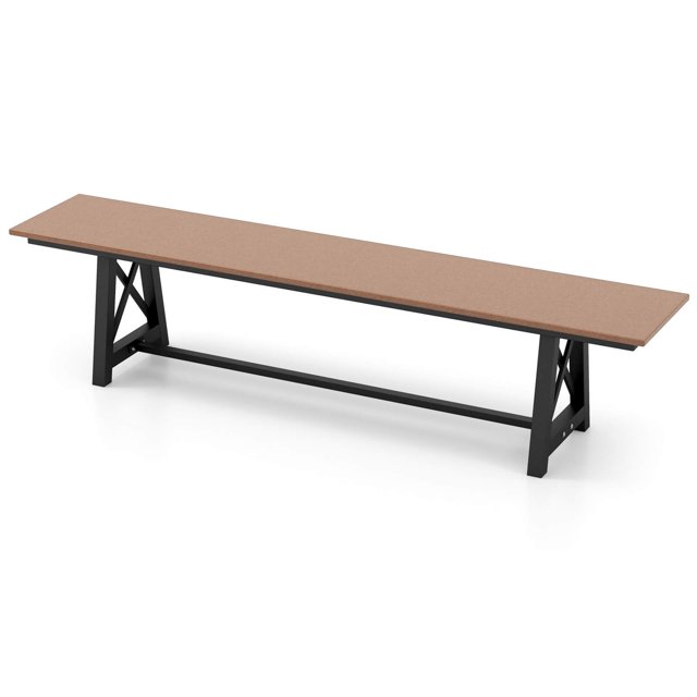 Costway 1 PCS Banc de Patio Extra Long 72 Pouces Chaise Longue Extérieure pour 4 Sièges en HDPE Résistant aux Intempéries Marron