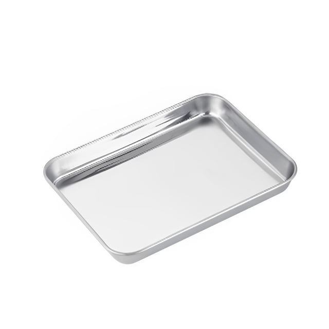 kurtrusly Stainless Steel Baking Tray Bakeware Pan Serving Plate Rectangle Cake Pastry Cookies Restaurant Metal Dinnerware 23*17cm