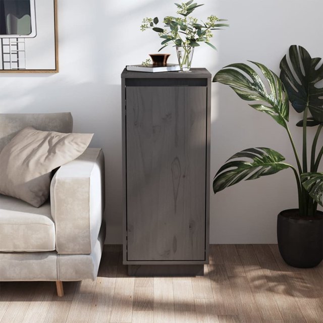 vidaXL Buffet Gris 31.5x34x75 cm Pin Massif