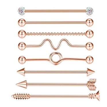 Ear Barbell Stainless Steel 8PCS Industrial Ear Piercing Jewelry Tragus Earring
