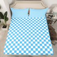 thumbnail image 2 of Erosebridal Checkered Gingham Sheet Set Full, Blue Buffalo Bedding Sets Full Size, Rectangle Geometry Decor, 4-Piece, 2 of 7