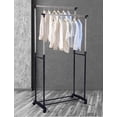 thumbnail image 3 of Livearty (TM) Clothing Rack Double Rod Clothing Metal Garment Rack for Hanging Clothes, Rolling Clothes Organizer on Lockable Wheels and Bottom Shelves, Height Adjustable, 3 of 6