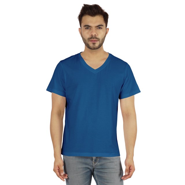 Inkmeso T-Shirt de Base à Col en V pour Homme, Manches Courtes, Uni, Coupe Régulière, en Coton