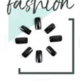 thumbnail image 2 of Black Press on False Nails Square Fake Nails Medium Glossy Acrylic Full Cover False Nails, 2 of 6