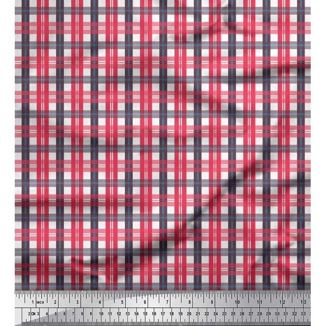 Soimoi Georgette Viscose Fabric Gingham Check Fabric Prints By Yard 42 Inch Wide
