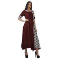 thumbnail image 3 of Moomaya Robe Midi en Viscose à Manches Courtes Imprimée Style Santoon à Taille à Cordon pour Femmes, 3 of 4