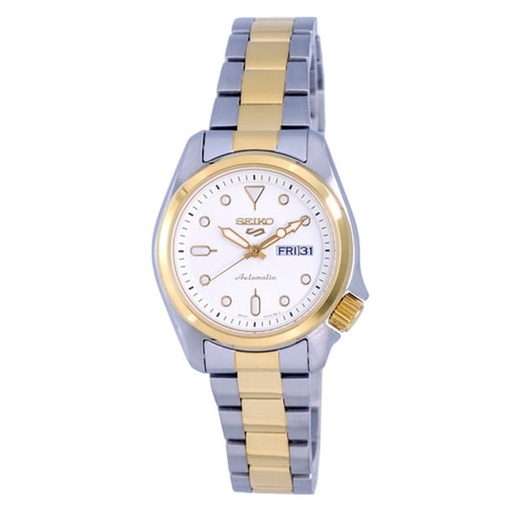 Seiko 5 Sports Two Tone Stainless Steel White Dial Automatic Sre004 Sre004k1 Sre004k 100m Women's Watch