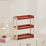 Czzoypi 3-Tier Desk Organizer, Plastic Storage Rack Dispenser for Mail Spices, Modular Countertop Organizer for Kitchen Bathroom Office Desk, Red