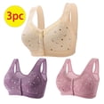 thumbnail image 2 of Lenpel Women's Plus Size Front Closure Bras 3 Pc No Underwire Printed Full Coverage Bralettes Comfortable Everyday Bras(Purple,Small), 2 of 6