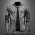 thumbnail image 1 of RKSTN Jackets for Men Fall Fashion Solid Color Button Pocket Slim Fashion Casual Work Denim Jacket Mens Coats, 1 of 5
