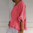 thumbnail image 4 of Plebaso Women's Cotton Linen T-Shirts Ruffle Sleeve Crew Neck Tee Shirts Solid Color Lightweight Tees Tops, 4 of 7