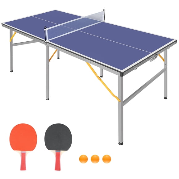 Axiomera Table de Tennis de Table 6 Pieds Pliable et Portable Ensemble de Table de Ping-Pong pour Jeux Intérieurs et Extérieurs avec Filet, 2 Palettes de Tennis de Table et 3 Balles