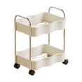 thumbnail image 3 of Feltree 2-Tier Rolling Storage Cart with Armrests and Wheels, Multi-Purpose Kitchen Bathroom Living Room Organizer, Sturdy Plastic Utility Cart for Easy Mobility and Storage, 3 of 8