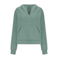 thumbnail image 4 of Half Zip Sweatshirt Women Plus Size Fleece Cropped Hoodies Pullover Fall Winter Warm Tops, 4 of 6