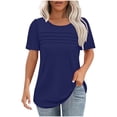 thumbnail image 1 of Yanlir T-Shirt Décontracté pour Femme à Col Rond Uni à Manches Courtes, Hauts de Mode Printemps et Été 2025, T-Shirt Basique Doux à Col Rond, Vêtement Léger pour le Travail et la Plage (Marine,), 1 of 6