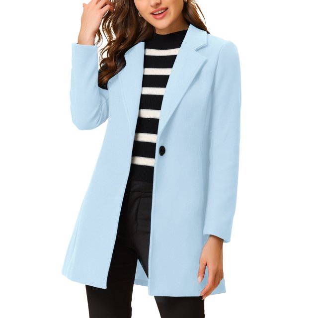 INSPIRE CHIC Manteau Long Classique à Manches Longues avec Revers Cranté pour Femmes
