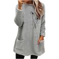 thumbnail image 1 of Pisexur Sweatshirts pour Femmes en Polaire Douce Hiver Chaud Manches Longues Col Rond Chandail en Molleton Mode Imprimé Floral Chandail Décontracté Surdimensionné Thermique avec Poches, 1 of 3