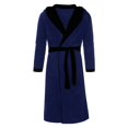 thumbnail image 3 of Blekii Men's Plush Bathrobe, Long Sleeve Shawl Collar Kimono, Thick Terry Cloth Robe for Winter, Oversized Home Spa Robe, Absorbent Robe After Shower, Luxury Hotel Style Bathrobe, 3 of 8