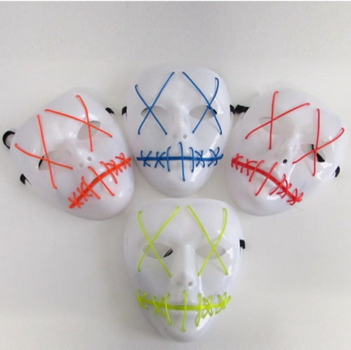 Halloween Mask Cosplay Led Costume Mask EL Wire Lights Up Party Club Mask